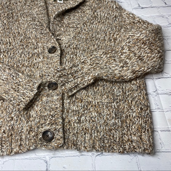 Eddie Bauer Button Front Wool Blend Cardigan Tan - Picture 4 of 8